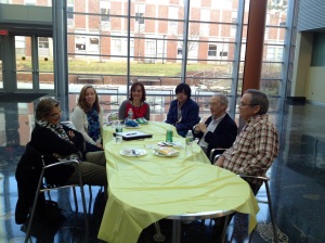 Interesting discussions in the LSB atrium after lunch and cake.