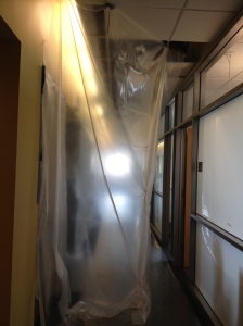 Plastic tunnel down the hall